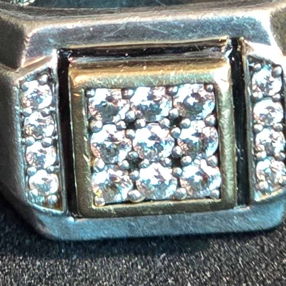 925 Silver & 10K Men's Ring with Cubic Zirconia Size 11 - Picture 6 of 11